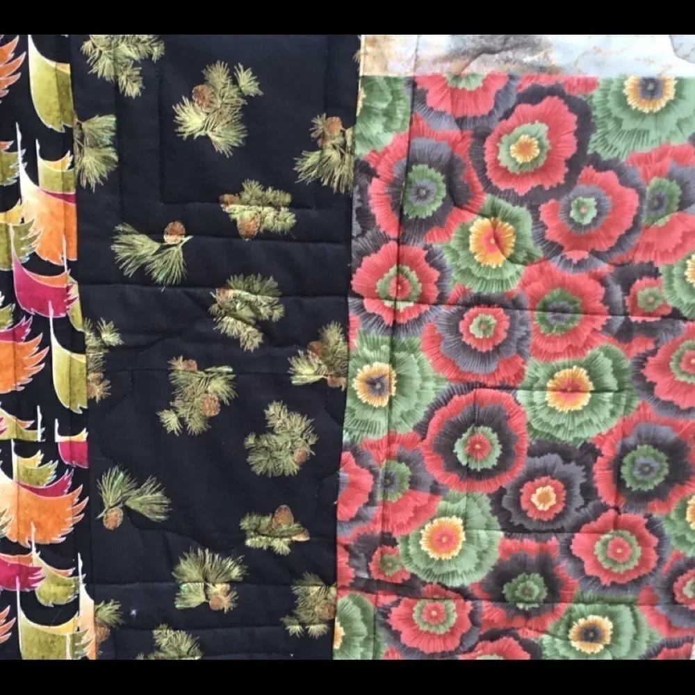 NWT. Hands Crafted Greens & Gold Quilt